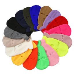Beanie / Skull Caps Three-Hole Clava Knit Hat Army Tactical Cs Winter Ski Riding Mask Beanie Prom Party Máscaras Warm 16 Colors Drop Deli Dhfzf