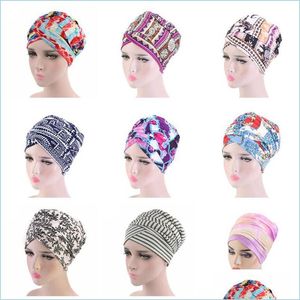 Beanie/Skull Caps Turban Hat For Women Head Wrap Cap sjaalhoeden elastische katoenen sjaals lange staartkappen dame hoofdwind hoofddeksel Afrikaans DHD4M