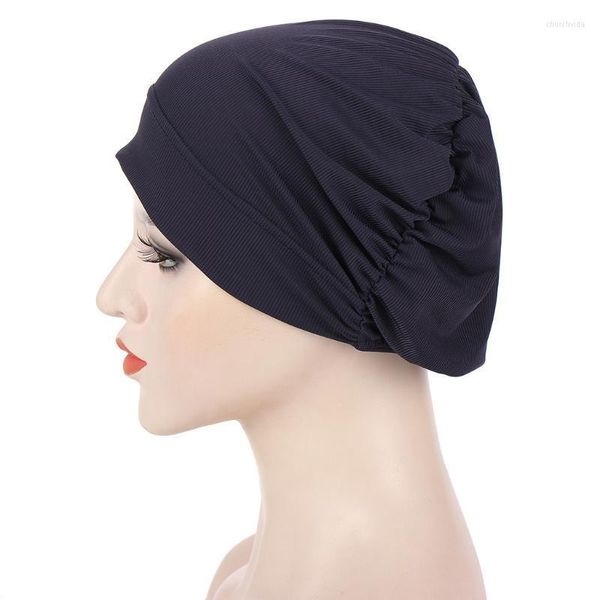 Gorro/Gorras De Calavera Turbante Mujer Hijab Interior Para Musulmán Elástico Jersey Acanalado Debajo De Bufandas Headwrap Bonnet HeadscarfBeanie/Skull Chur