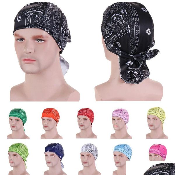 Bonnet / Skull Caps Uni Hommes Imprimer Femmes Bandana Durag Headwear Pirate Cap Wrap Chapeaux Bandeau Du-Rag Cyclisme Vélo Turban Outdoo Dhgarden Dh2Cr