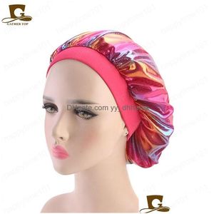 Bonnet / Skull Caps Unisexe Durag soyeux longue queue et larges vagues pour hommes Colorf Doo Rag Bonnet Polyester Cap Confortable Slee Hat Drop Dhpnb