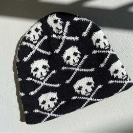 Beanie/Skull Caps Visuele Assen Unisex Winter Skull Hoeden Dames Jacquard Winddicht Warme Caps Heren Hip Hop Skullies Streetwear Gebreide Y2K Mutsen x0907