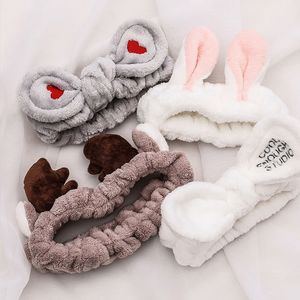 Beanie Skull Caps Wassen Gezicht Haar Houder Haarbanden Zacht Warm Coral Fleece Boog Dierenoren Hoofdband Voor Vrouwen Meisjes Tulband Mode Accessoires 230629