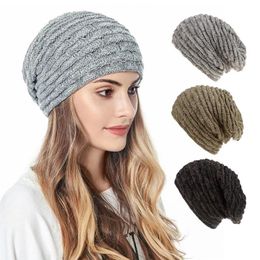 Beanie Skull Caps Inverno Beanie para Mulheres Fleece Forrado Quente Malha Cap Casual Slouchy Hat265z