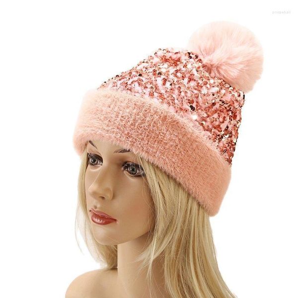 Bonnet/crâne casquettes hiver boule de fourrure tricoté casquette mode hommes femmes Beaines chapeau automne ski tricot élastique Chapeu unisexe Pros22