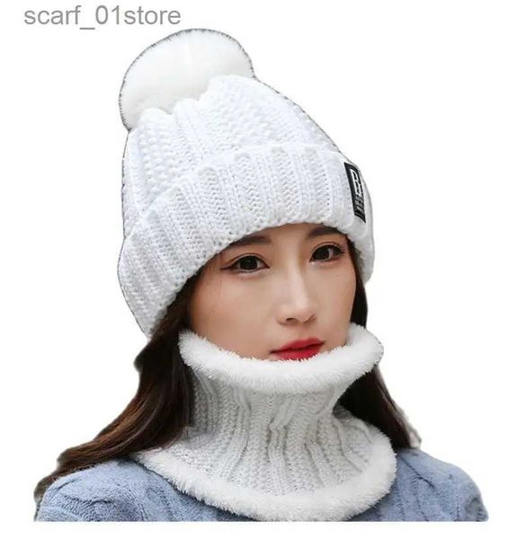 Bonnet / crâne Caps Hiver chapeau femme bonnet tonneaux de bonnet épaisse crayons chauds pour femmes hiver tricots b lettre