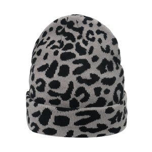 Muts/schedelmutsen Winterhoeden Dames Luipaard Muts Hoeden Mode Wol Winter Warm Gebreide mutsen print Hip Hop mutsen pet gorros dikker motorkap q128