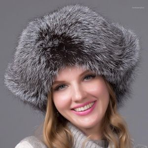 Bonnet/crâne casquettes hiver épais vrai chapeau de fourrure en peau de mouton de haute qualité haut Protection des oreilles bord Curl coupe-vent et chaud pour les femmes1