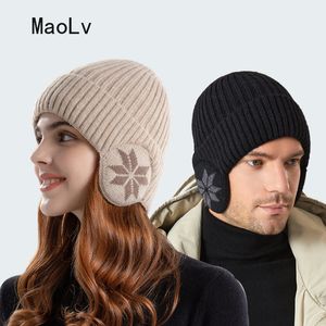 Beanie/Skull Caps Winter Warm Pluche Gebreide Benines voor Heren Dames Sneeuwmode Skullies Hoed Unisex Outdoor Koudbestendig Gehoorbescherming Wollen mutsen 230807