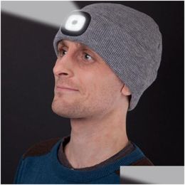 Bonnet / Skull Caps Winter Warmer Pêche Courir Tricoté Bonnet Chapeau Unisexe Hommes LED Lumière Pour Cam Escalade Activité De Plein Air Drop Deliv Dhgxw