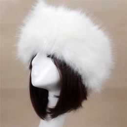 Beanie Skull Caps Winter Women mode Russische dikke warme beanies donzige nep faux bont hoed lege tophoofddoek hoeden voor damesbeanie sku 2806