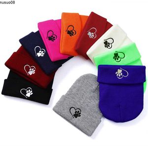 Beanie/Skull Caps Women Beanie Hat Winter Casual gebreide Skulies Beanies Cap Sweet Palm Heart Child Headwear Girl Solid Warm Hats Vrouw J230518