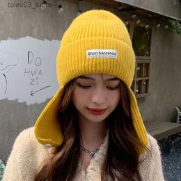 Bonnet / Skull Caps Femmes Mignon Tricoté Bomber Chapeaux 5 Couleurs Earflap Cap Mode Tout Match Extérieur S Bonnets Automne Hiver 2022 56-58cm Q231130