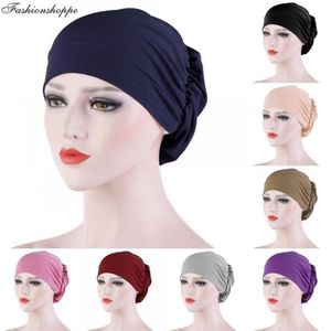 Beanie Skull Caps Mujeres Pérdida de cabello Bufanda Elástica Lady Cancer Chemo Cap Musulmán Turbante Sombrero Árabe Head Wrap Cover Beanie Headwear Skull311R