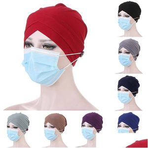 Bonnet / Crâne Caps Femmes Musulman Hijab Écharpe Croix Noeud Islamique Bandeau Élastique Turban Chapeau Bandeau Femme Headwrap Drop Delivery Fash Dhfs1