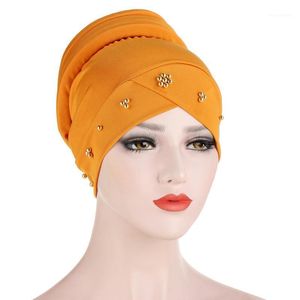 Bonnet / Skull Caps Femmes Musulman Hijab Turban Foulard Wrap Couleur Unie Doux Léger Extensible Extérieur Casual Dames Perlé Cap Hat1