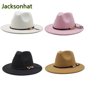 Bonnet / Skull Caps Chaîne de chapeau pour femme Fedora 21 couleurs à large bord Jazz Top Automne et hiver Dames de laine Panama en gros T221013