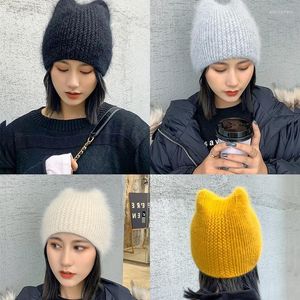 Beanie/Skull Caps Winter Winter Warm schattige gebreide hoed Casual zachte en Angora Hairy Beanie Hatbeanie/Skull Beanie/Skullbeanie/Skull Elob22