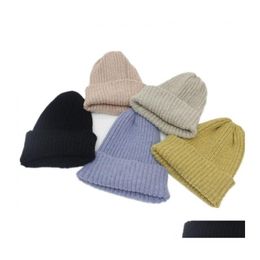 Beanie/Skull Caps Vrouwen Solid gebreide Warm zachte trendy hoeden eenvoudige Koreaanse stijl dames acryl casual elegante allmatch beanie drop d otfub