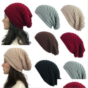 Beanie/Skull Caps Wool Knitted Hat buitenshuis Warm Solid Color Beanie Dames Europa ARAMER Autumn Winter Hoofddeksel Mode Cap Accesso Dhigf