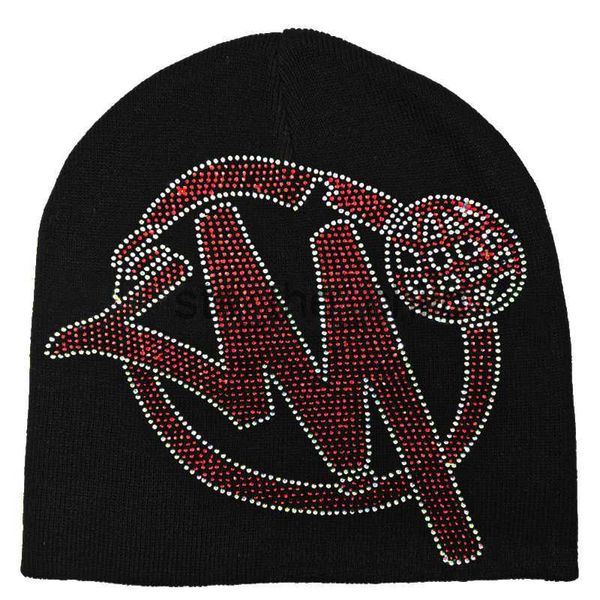 Beanie / Skull Caps Y2K Sombreros Hombres Mujeres Sombreros de punto Streetwear Vintage Punk Rhinestones Moda New Net Red Hats Moda Versátil Cálido Frío Beani x0907