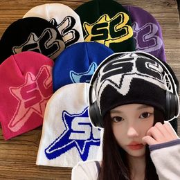 Bonnet Skull Caps Y2k Hommes Femmes Laine Tricot Bonnet Chapeau Hiver Chaud Rue Kpop Mode Hip Hop Bonnet Chapeaux Ins Design Harajuku Bonnets 231025