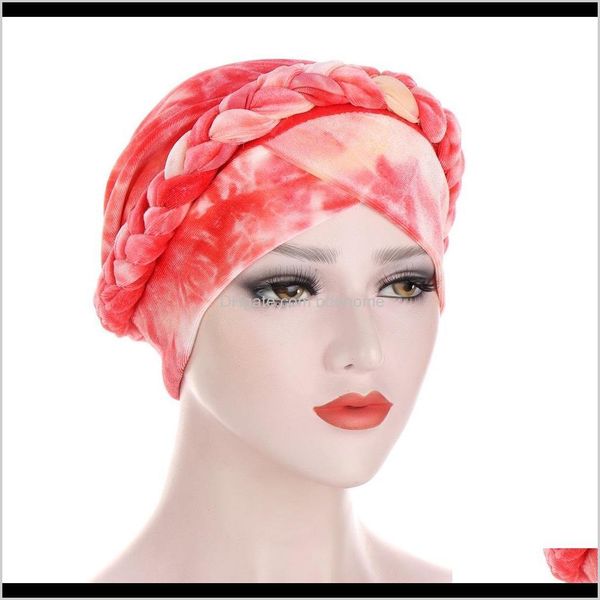 Bonnet / crâne chapeaux casquettes chapeaux, écharpes gants accessoires de mode livraison directe 2021 femmes tresse Inde musulman volant cancer chimio bonnet extensible