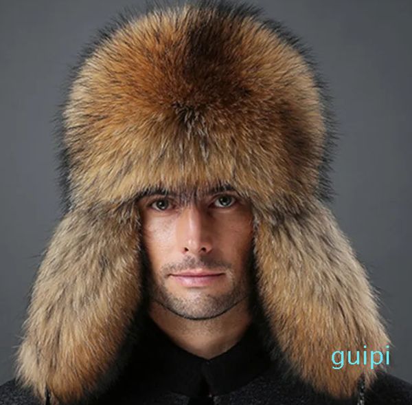 Bonnet / Crâne chapeaux designers femmes Casquettes Hommes Véritable Fourrure De Renard et cuir véritable Chapeau Russe Ushanka Hiver Chaud Aviateur Trappeur Bomber