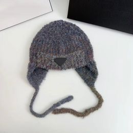 Beanie driehoekige hoeden designer hoed luxe winter wollen warme mutsen voor dames voorzien van hoed kasjmier gehoorbescherming mode buiten