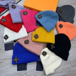 Beanie winterhoed designer herenpet Klassiek patroon warme muts voor heren en dames 12 kleuren trendy wollen casquette cap motorkap