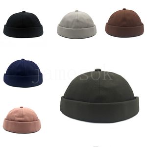 Beanie Worker Sailor Cap Brimless Caps enrollado CUFF RETRO Fashion Brimless Sombrero con DE656 ajustable