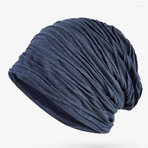 Bonnets 1pc écharpe tricot chapeau pour hommes doublé slouchy chaud hiver bas chapeaux gars femmes