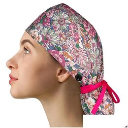 Bonnets Arrivées Impression Salle d'opération Sklies Mode Esthéticienne Anti-poussière Gourde Femme Bonnet Satin3 Drop Livraison Sports Extérieur Dhoaq