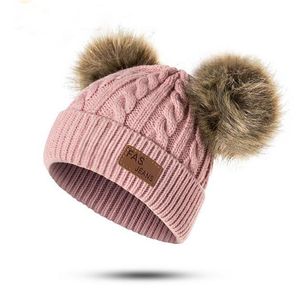 Beanies Baby Hat Pompon Winter Children Hat Knitted Cute Cap For Girls Boys Casual Solid Color Girls Hat Baby Beanies GA440