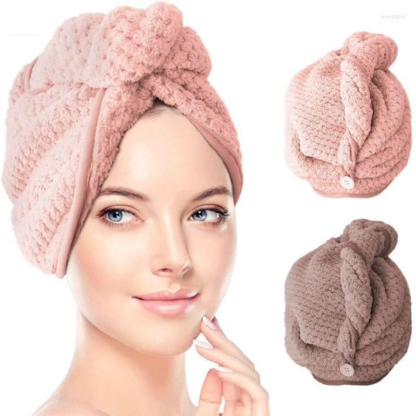 Bonnets Bonnet/Crâne Caps 1 pcs Cheveux Séchage Rapide Sèche-Serviette Bain Wrap Chapeau Magique Microfibre Femmes Super Absorbant Bonnet De Douche Rapide Turban