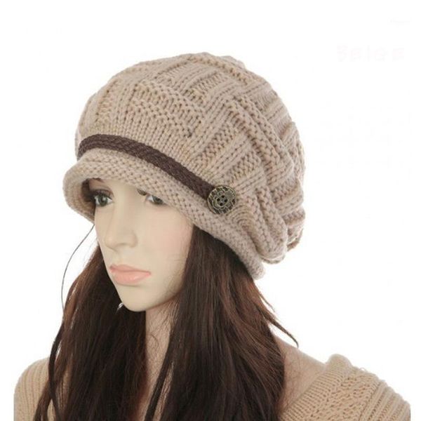 Bonnets Bonnet/Crâne Caps 1 Pcs S Femme Hiver Bonnet Chapeau Femme Tricoté Crochet Casual Cap Pour Femmes Couleur Unie Chaud Skullies Bonnet1