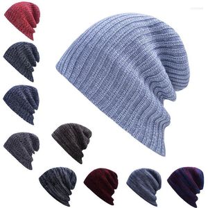 Beanies Beanie/Skull Caps 2023 Autumn en Winter Striped Solid Color Men Women Warm Wool Hats Outdoor Breat Skullies Scot22