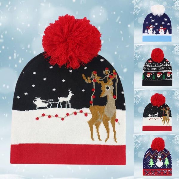 Bonnets Bonnet/Casquettes De Crâne 2023 Chapeau De Noël Père Noël Flocon De Neige Tricoté Bonnet Chaud Pour L'année Femmes Mignon Décor Hiver Bonnet Chapeaux Femelle