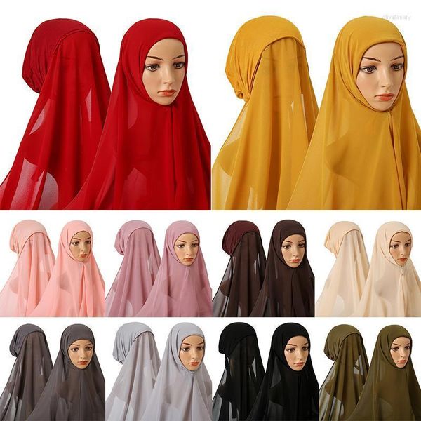 Bonnets Beanie / Skull Caps 2023 Femmes Solid Color Jersey Hijabs Haute Qualité Long Mousseline De Soie Châle Tête Foulard Underscarf Cap Avec Style Élastique
