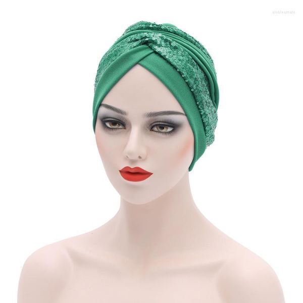 Bonnets Bonnet/Crâne Casquettes Afrcian Paillettes Gele Cap Headties Femmes Couverture De Cheveux Turban Bonnet Chapeau Musulman Islamique Hijab Chapeaux Bandanas