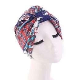 Bonnets Bonnet/Crâne Casquettes Femmes Africaines Double Couches Satin Doublé Tête Turban Chapeau Noeud Silky Wrap Coton Impression Bonnet De Sommeil Cheveux Turbans