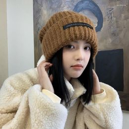 Bonnets Beanie/tête de mort casquettes automne et hiver femmes chapeau laine couleur Pure chaud tricoté mode casquette extérieure Davi22