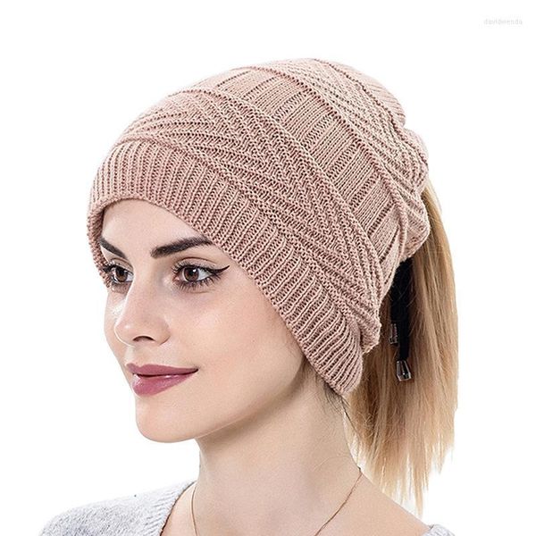 Bonnets Bonnet/Casquettes De Crâne Automne Hiver Chapeau Femmes Stretch Tricoté Crochet Casquette Chapeaux Écharpe À Double Usage Pour Dame Chaude Davi22