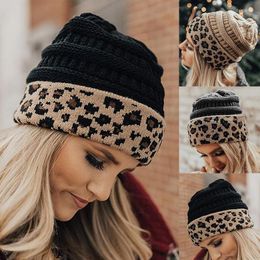 Beanies Beanie/Skull Caps Beanie Hat For Women Men Men Winter Gebreide herfst Leopard Outdoor Haakwol Warm Bonnet Cap vrouwelijk hoeden meisje