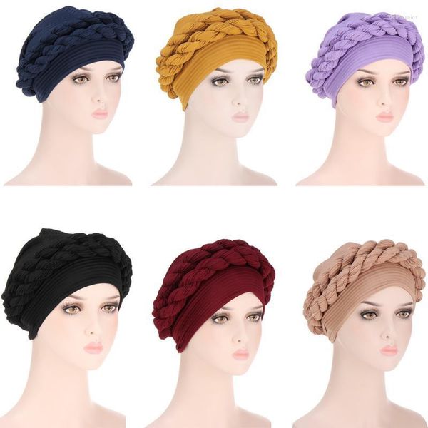 Bonnets Bonnet / Casquettes De Crâne Foulards Européens Et Américains Chapeaux Baotou Tresses Battues Ridées Torsadées Vêtements Musulmans Femmes Chapeau Delm22