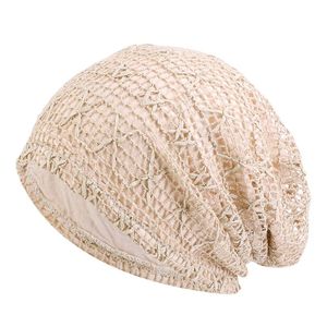Beanies Beanie/Skull Caps Fashion Mesh Slouch Hat For Women Skullies Dubbele laag Keep warme elasticiteit Beanie hoeden vrouwelijk kant