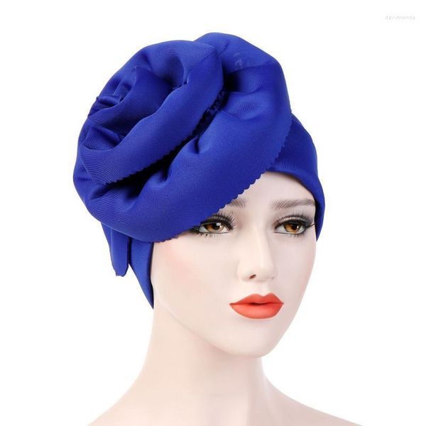 Bonnets Bonnet / Crâne Caps Mode Solide Grande Fleur Dame Turban Chapeau Femmes Musulman Écharpe Headcloth Dames Cheveux Accessoires Cap En Gros Davi22