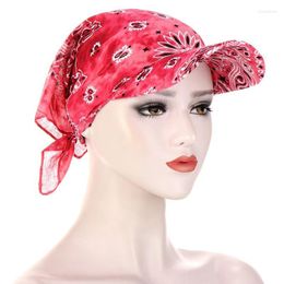 Beanies Beanie/Skull Caps Fashion Summer Outdoor Winddicht en zonnebrandcrème Turban Hat For Women Floral Print Headscarf Bonnet Vrouwelijk hoofd