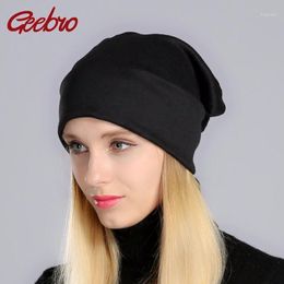 Beanies Beanie/Skull Caps GEEBRO Spring Women's Beanie Hats Plain Color Woman Knitted Bone Hat For Girls Female Cap Skullies JS2931