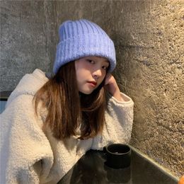 Beanies Beanie/Skull Caps Hat Dames Winter 2023 Simple Lazy Warm Wool Loose Solid Color Naald Davi22